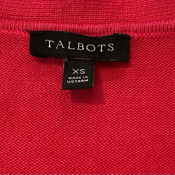 Talbots Cranberry Color Button Down Cotton Blend Knit Cardigan Women's Size XS - Picture 3 of 14